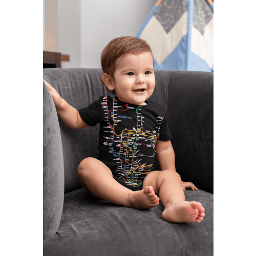 Vintage NYC Subway Map Baby Rompers | Classic Manhattan Transit Design | NYC Subway Line