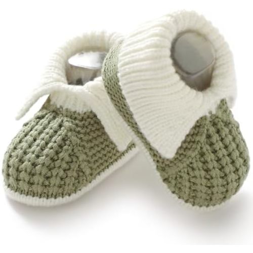 Baby Booties Newborn Hand Knit Sock Shoes Soft Cozy First Walkers for Infant Boys Girls