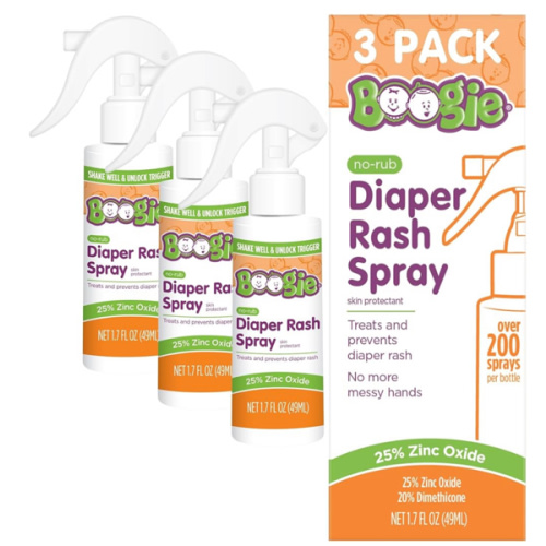 Amazon.com: Boogie Diaper Rash Cream Spray for Baby, Travel Friendly No-Rub Touch Free Application for Sensitive Skin, Over 200 Sprays per Bottle, 1.7 oz (Pack of 3) : Baby