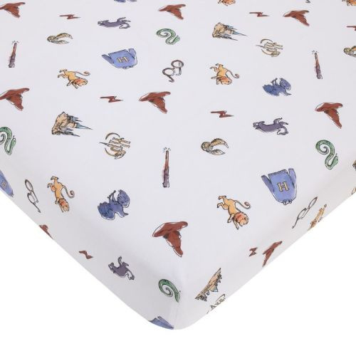 NoJo Warner Bros. Harry Potter Welcome Little Wizard Navy, Burgundy, Blue, and White 100% Cotton Fitted Crib Sheet