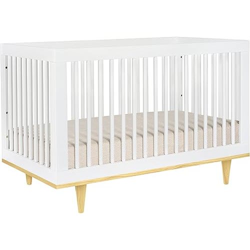 DaVinci Marley 3-in-1 Convertible Crib in White Finish and Natural Legs, Greenguard Gold Certified