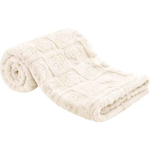 Pro Goleem Elephant Baby Blanket, Baby Fleece Blanket for Boys & Girls, 30" x 40" Soft Crib & Stroller Blanket for Newborns and Toddlers, (Cream White)
