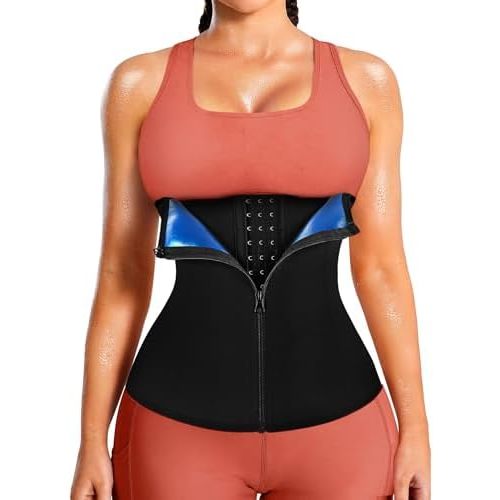 LEINIDINA Womens Waist Trainer Corset with Zipper Sweat Waist Trimmer for Women Workout Belt Corset Shapewear