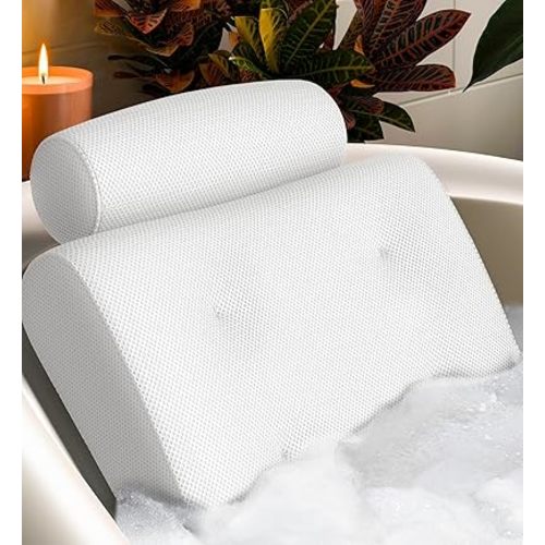 Everlasting Comfort Luxury Bath Pillow - Head, Neck, Back Support Cushion for Bathtub, Spa, Soaking