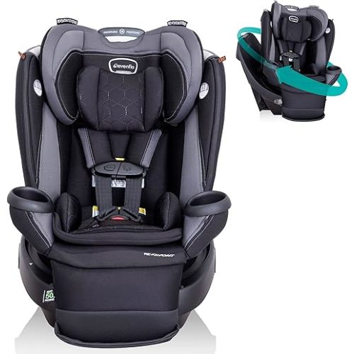 Evenflo Revolve360 Extend Convertible Car Seat with 360 Degree Rotation, Extended Rear-Facing, Forward-Facing, Booster Mode, and Secure Latch Install, Revere Gray