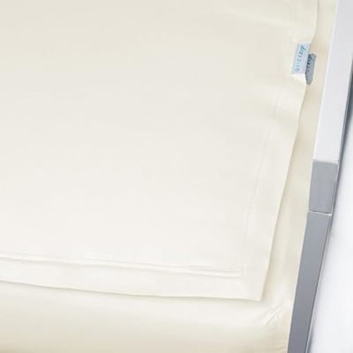 QuickZip Crib Sheet Set - Faster, Safer, Easier Baby Crib Sheets - Includes 1 Wraparound Base & 1 Zip-On Crib Sheet - Ivory 100% Cotton - Fits All Standard Crib Mattresses