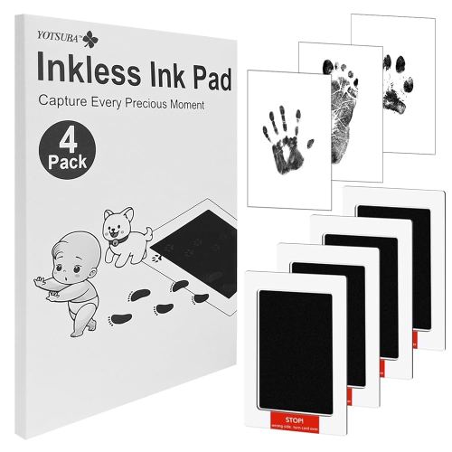 Newborn Footprint Handprint Safe Inkless Gift Foot Hand Print Wipe Kit Gifts (Jet Black, 4-Pack)