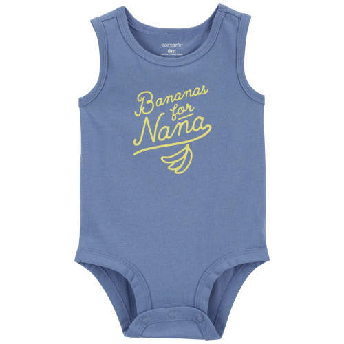Baby Bananas For Nana Sleeveless Bodysuit - Style,Blue