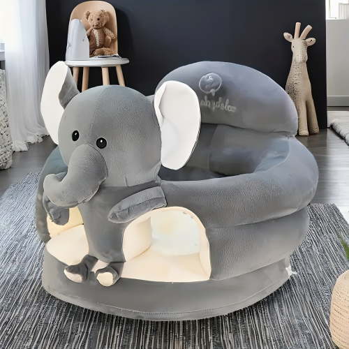 [Plush Learning Chair] Soft Plush Elephant-Shaped Youngsters' Learning Chair | Safe & Comfortable Support Seat with Backrest - Gray, Red, Yellow Options