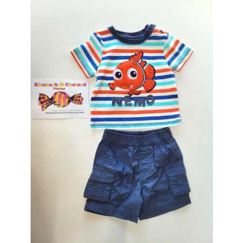 Retro Finding Nemo Baby Shorts & T Shirt for Boy Girl Unisex Neutral Y2K Disney Shorts Summer Outfit 3-6 months