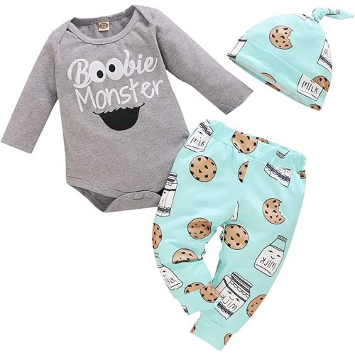 Newborn Infant Baby Clothes Long Sleeve Romper + Pants + Hat 3PCS Outfits Set