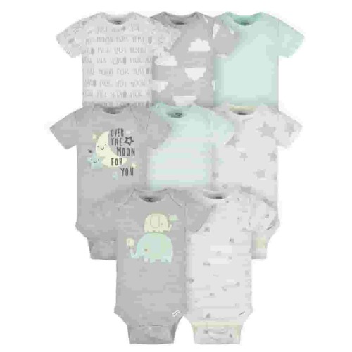Gerber 8-Pack Short Sleeve Onesies Bodysuits for Baby Boy and Girl (Unisex)
