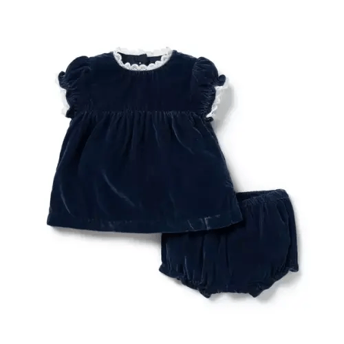 Newborn Dark Marine The Velvet Matching Baby Set by Janie and Jack