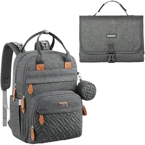 BabbleRoo Portable Changing Pad Dark Gray & Basic Diaper Bag Dark Gray