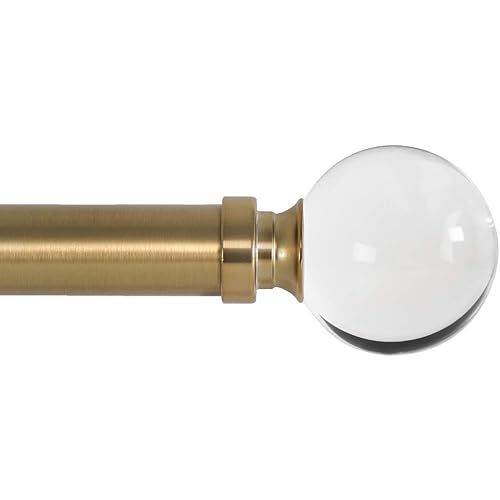 Ivilon Drapery Treatment Window Curtain Rod - Acrylic Ball 1 inch Pole. 28 to 48 Inch. Warm Gold