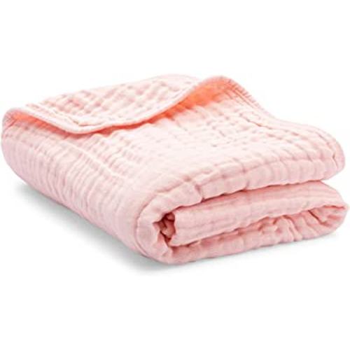 Amazon.com: Comfy Cubs Throw Muslin Blanket, Large Size 50” x 60”, 6 Layer Cooling Cotton Softness, Breathable & Warm Throw for Bedroom, Living Room Couch (Pink, Throw - Muslin) : Baby