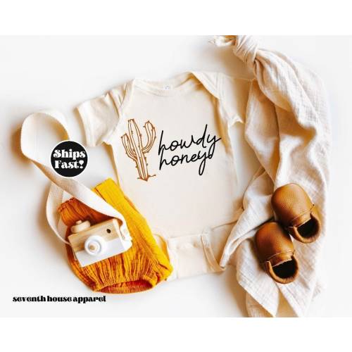 Howdy Honey - Baby Cream Bodysuit - Baby Girl Clothes, Cute Western Baby Clothes - Baby Girl Gift - Boho Baby Shower Gift - Baby Bodysuit