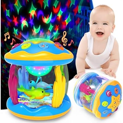 Baby Toys 6 to 12 Months - Musical Projector Rotating Light Up Toys, Tummy Time for Infant 12-18 Months, Learning Toys for Toddler 1 2 3 Years Old, Birthday Gifts for Boys Girls 0-3-6-9-12-18 Months