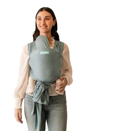 Moby Baby Wrap Carrier Evolution for Newborns to Toddlers (8-33lbs), Infant Sling Carrier, Lightweight & Hands Free Design, Adjustable for All Body Types, Baby Registry Gift (Sea Glass)