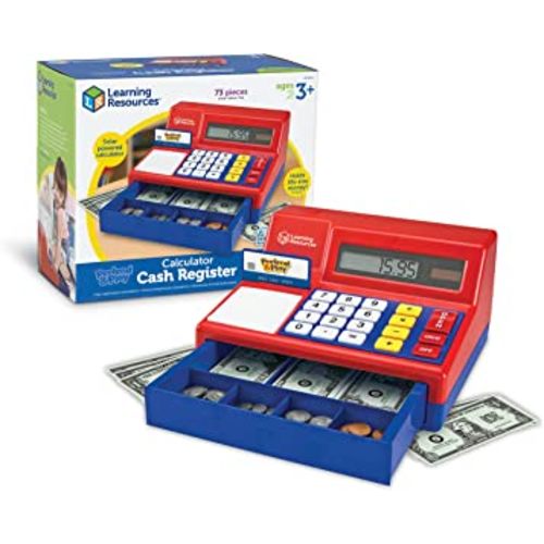 Learning Resources Pretend & Play Calculator Cash Register - 73 Pieces, Ages 3+ Develops Early Math Skills, Play Cash Register for Kids, Toy Cash Register, Play Money for Kids