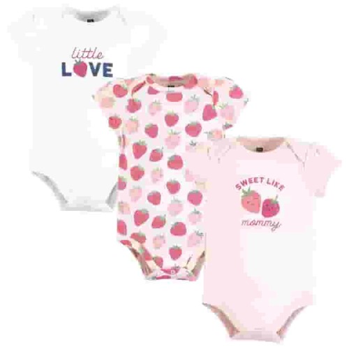 Hudson Baby Infant Girl Cotton Bodysuits, Strawberry Love, 0-3 Months