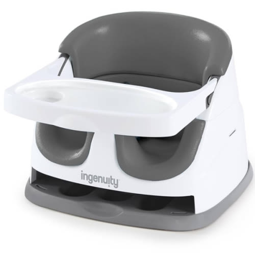 Ingenuity Baby Base 2-in-1 Booster Feeding and Floor Seat with Self-Storing Tray - Slate
