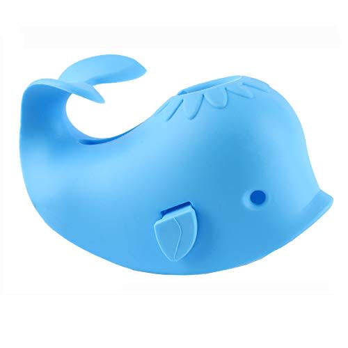 Bath Spout Cover for Bathtub - Protects Baby from Bumping Head During Bathing Time Baby Faucet Cover Universal Faucet Protective Cover Whale Design(Blue)