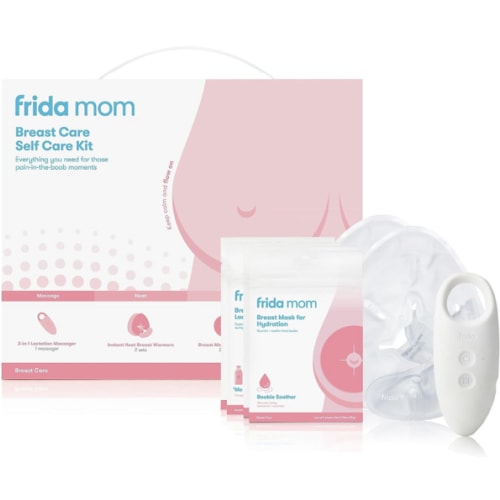 Frida Mom Breast Care Self Care Kit - 2-in-1 Lactation Massager, Instant Heat Breast Warmers, Breast Mask for Hydration, Breast Mask for Lactation - 9 Piece Set