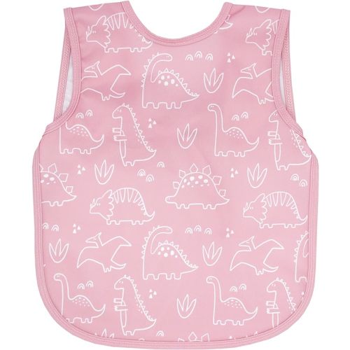 BapronBaby Animal Prints Bapron - No Neck Tie Safer Bib - Baby & Toddler - Soft Waterproof - PVC, BPA & Phthalate Free - 6m+ - Baby/Toddler 6m-3T - Dino Friends Blush
