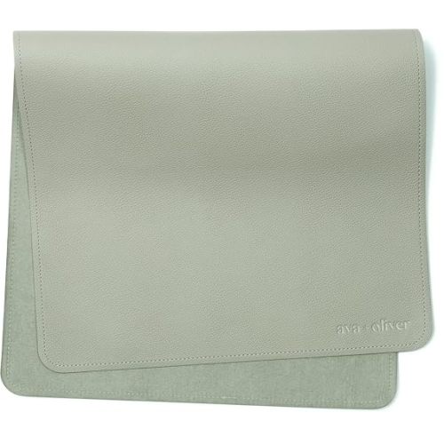 Ava + Oliver Vegan Leather Baby Changing Mat (16 X 30 in) - Multipurpose Wipeable and Portable Diaper Mat - Foldable for Travel (Sage)