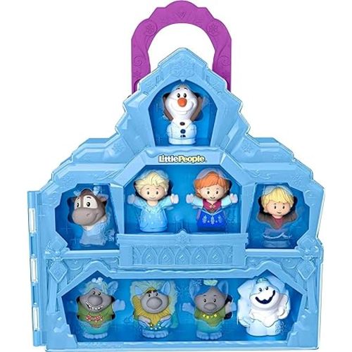 Fisher-Price Little People Toddler Toy Disney Frozen Carry Along Castle Case Playset with Figures for Pretend Play Kids Ages 18+ Months