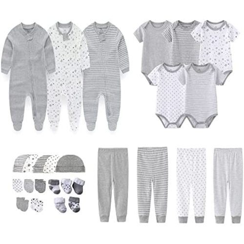 Newborn Layette Gift Set 27-Piece Baby Girl Clothes Bodysuits, Pants Essentials and Accessories 0-6Months