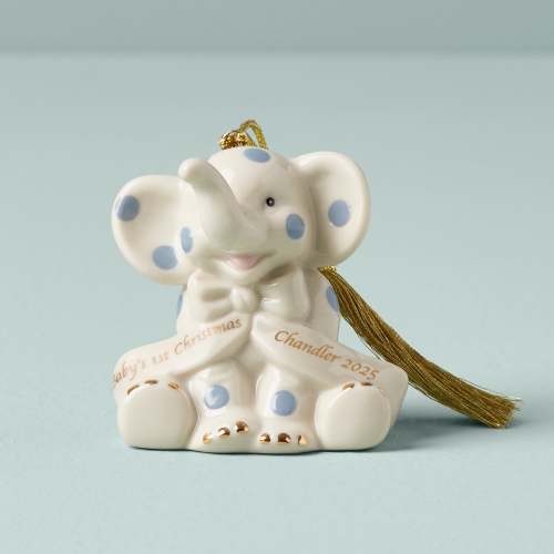 Personalized Blue Elephant Ornament