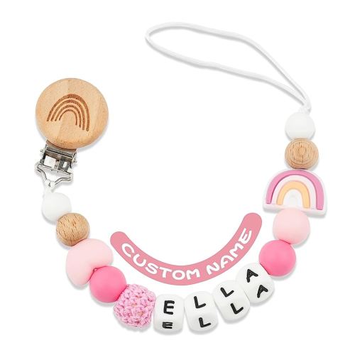 SUPHELPU Personalized Pacifier Clip with Name, Custom Silicone Beaded Pacifier Clips for Boy Girl, Personalized Custom Baby Gifts for Newborn