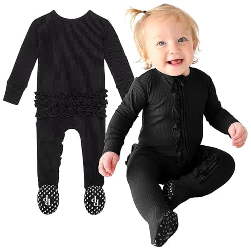 Posh Peanut Baby Girl Sleepers - Viscose from Bamboo Baby Pajamas & 2 Way Zipper Sleepers - Ruffled Baby Clothes for Girls