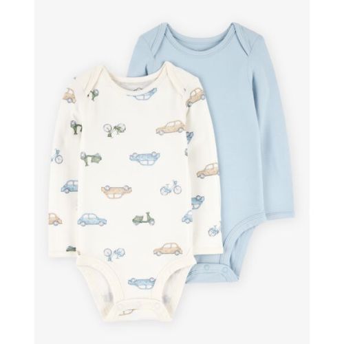 Baby 2-Pack Long-Sleeve PurelySoft Bodysuits - Blue/Ivory - Carter's | Carter's
