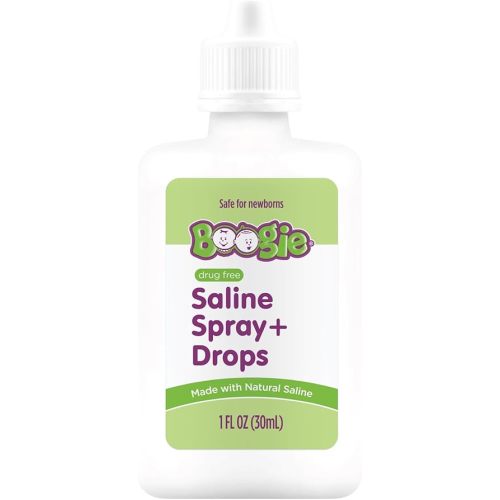 Boogie Baby Saline Nasal Spray and Drops, Allergy Relief, Nasal Spray Decongestant, FSA/HSA Eligible, Made with Natural Saline, Fresh Scent, 1 Ounce (Pack of 1)