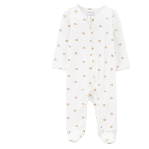 Zip-Up PurelySoft Sleep & Play Pajamas - Ivory Snail