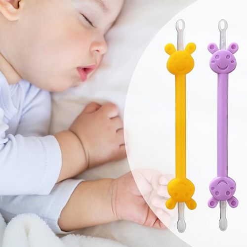 Booger Picker for Infants, 2-Pack Baby Nasal Booger and Earwax Remover for Newborns and Toddlers, Safe & Easy to Use, Infant Booger Picker for Sticky & Dried Boogers, Baby Boogie Picker (Orange & Purple)