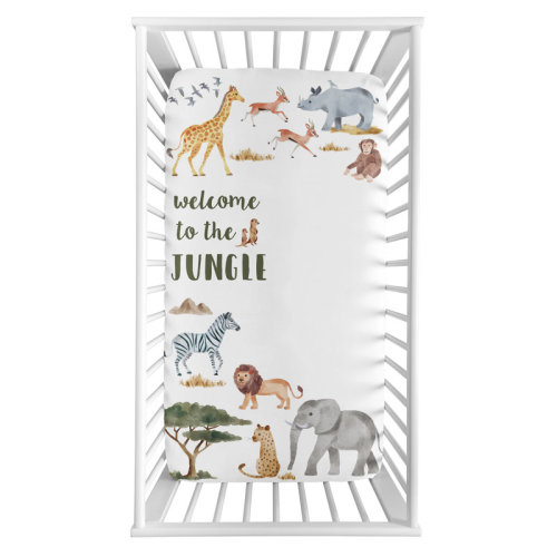 Sweet Jojo Designs Jungle Animals Photo Op Fitted Crib Sheet By Sweet Jojo Designs | Wayfair