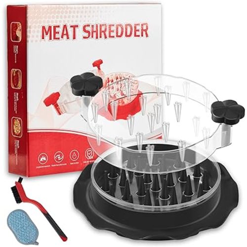 Chicken Shredder,Chicken Breast Shredder Tool Twist,Transparent Lid,Large Meat Shredder Machine - Ergonomic Handle,Dishwasher Safe,Anti-slip,Cleaning Brush,Heat Resistant,BPA Free