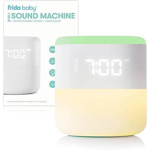 Frida Baby 3-in-1 Alarm Clock + Sound Machine + Nightlight | Wake Up Light Sunrise Alarm Clock, White Noise Soother, Sleep Trainer, Nursery + Toddler + Kids Bedroom (Bluetooth)
