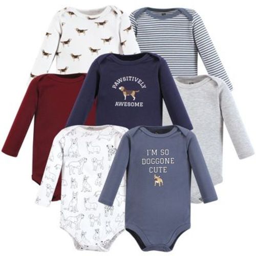 Hudson Baby Infant Boy Cotton Long-sleeve Bodysuits, Boy Dogs 7-pack, 0-3 Months