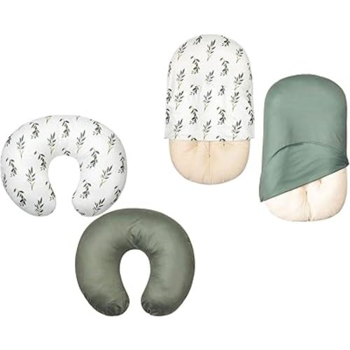 Little Jump Baby Lounger Cover and Nursing Pillow Cover for Boys & Girls, Olive Branches