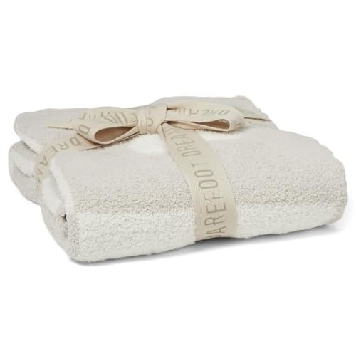 Barefoot Dreams CozyChic Cuddle Receiving Blanket, Cream-Stone, 30"x30"