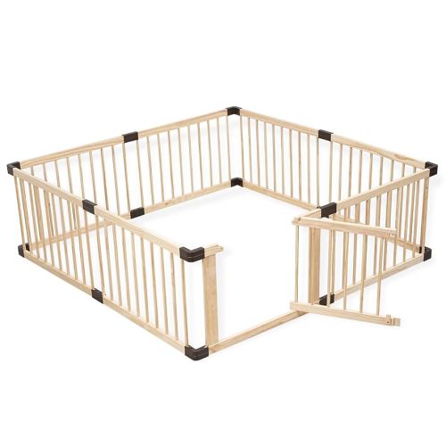 MEWANG Wooden Baby Playpen for Toddler and Babies, 65.7"x21.7" Extra Large Foldable Baby Playard, Adjustable Safety Play Fence with Locking Gate for Indoor & Outdoor, Toddler Fence Play Area Indoor