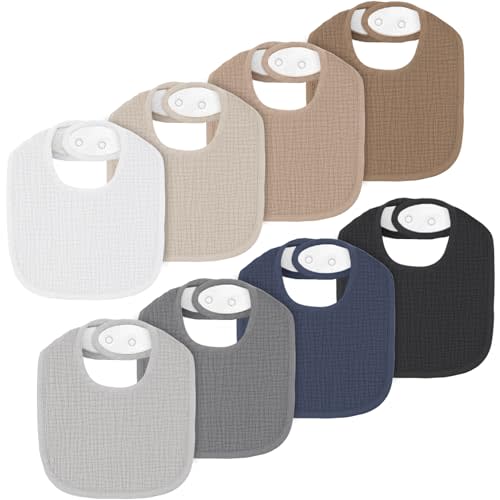 Coreeky 8 Pack Muslin Baby Bibs for Boys Girls, Soft Cotton Baby Bibs for Drooling and Teething