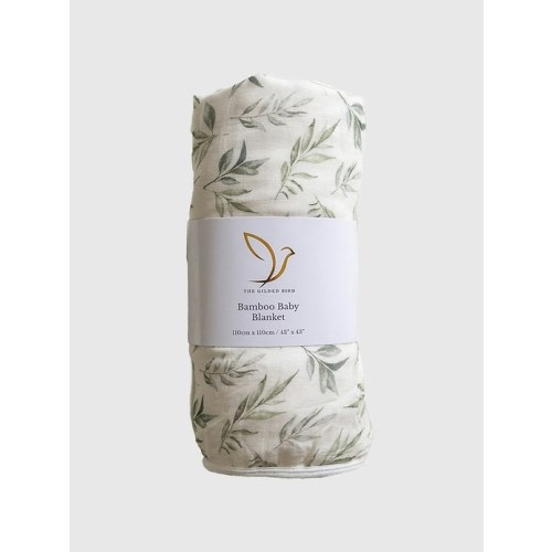 The Gilded Bird Linen Leaves Bamboo Baby Blanket