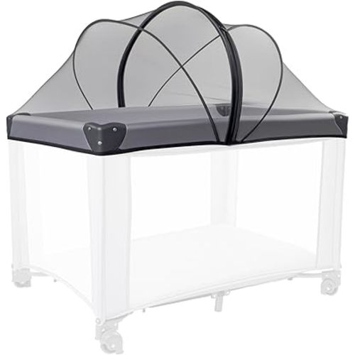 Mosquito Net for Pack N Play, Keep Cats Out, Netting Cover with 2-Way Zipper for Playpen, Foldable with Storage Bag, Black