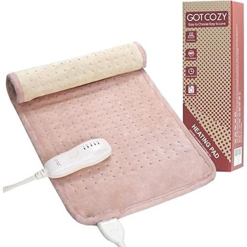 GOTCOZY Heating Pad for Back Pain Relief & Cramps,Electric Heating Pads for Neck and Shoulders with 2H-Auto Shut Off and 5 Heat Settings,Gifts for Mom Men 12''X24''(Rose)
